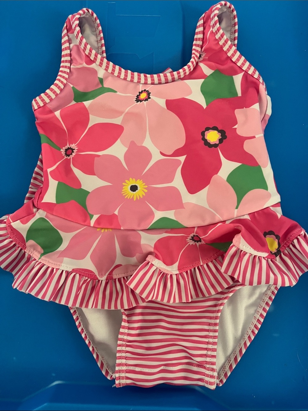 Flap Happy Pink Floral Ruffle One-Piece Swimsuit 12m